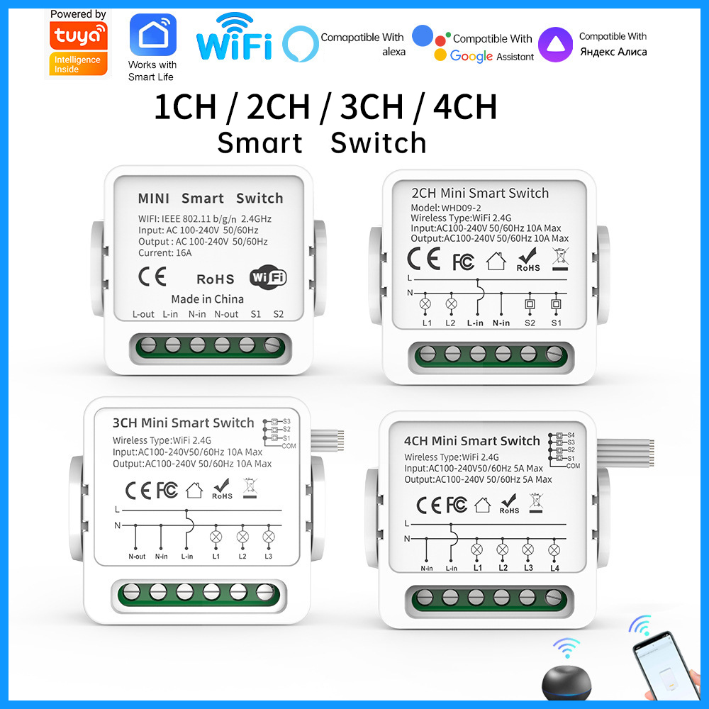 Smart Home Voice Control - Interruttore Intelligente WiFi Tuya 1/2/3/4 Gang