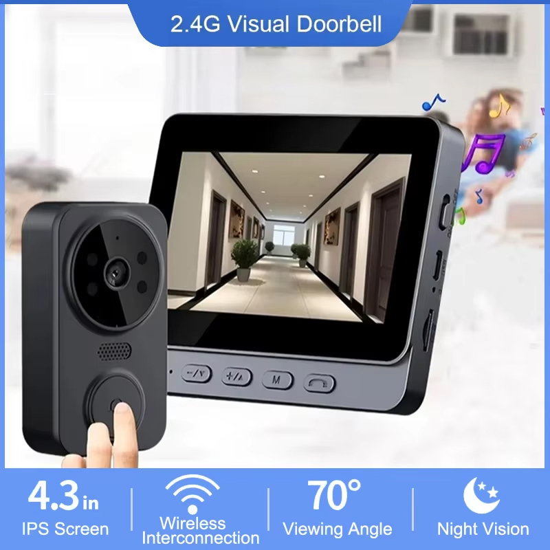 Smart Home Video Doorbell Enhanced Security With Smart Doorbell - Videocitofono wireless WiFi da 4,3 pollici